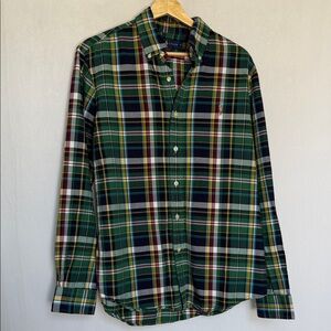 Ralph Lauren Green Navy Multi Plaid Button-Down Shirt Size M Color Pony Preppy